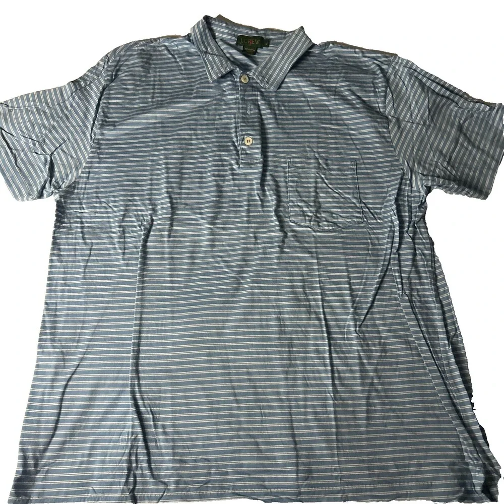 J.Crew Golf Polo Shirt‎ Men XL Blue Stripe Short Sleeve Vintage Oarsman